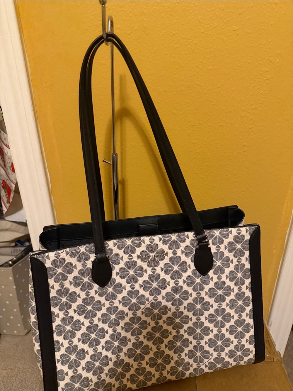 kate spade Black and Ivory Floral Jacquard Tote